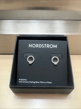 Nordstrom Earrings. Sterling Silver/Platinum Plated/Cubic Zirconia
